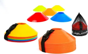 Flexible Soccer Cones (Set of 50/40/25) with Mesh Bag & Strap, Unbreakable Sports Cones for Soccer, Basketball, Football Training Equipment, Agility Soccer Cones for Drills Training