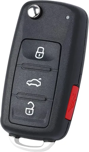Flip Key Fob Keyless Entry Remote Control Replacement for Volkswagen Eos Golf GTI Jetta Tiguan Touareg Passat Beetle CC 2011-2016 FCC ID:NBG010180T P/N:5K0 837 202 AE ID48 Chip 3 1 Buttons
