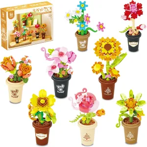 Flower Bouquet Building Set,588 Pcs Artificial Flower Kit,8 Types Plant Bonsai Tree Building Blocks,Valentine's Birthday Botanical Collection Gift for Women Girls Adults Friends Kids Ages 6 