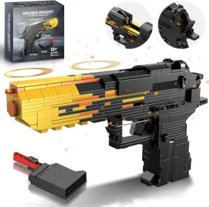 Fluorspar blaster Building Block Gun for Adults, 1: 1 Pistol Building Set for Boys Age 14  Model Gun That Shoot Rubber Band DIY Assembling, Collectible Gift for Toy Lovers, 700Pcs