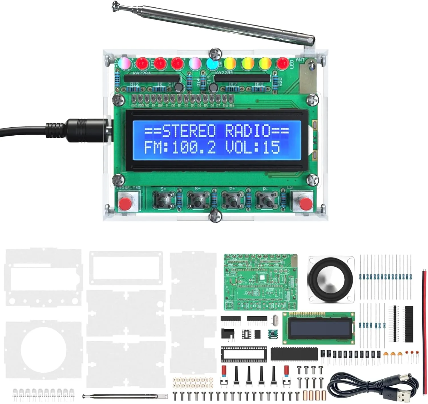 FM Radio Kit,DIY Soldering Projects Radio with LED Flashing Lights FM 87-108MHz Soldering Practice Kit DIY Radio Kit for Learning Teaching STEM Education Ideal Gift for Family and Friends