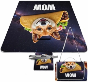 Foldable Funny Galaxy Space Dog Picnic Mat for Women and Men, Portable Waterproof Beach Blanket for Outdoor Camping Park Travel Accessories