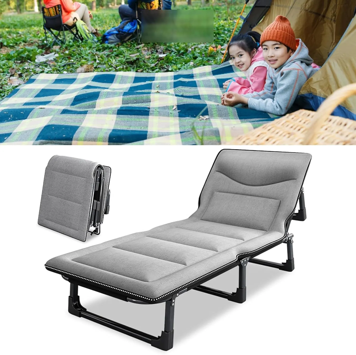 Folding Camping Beds for Adults, Heavy Duty Sturdy Camp Bed 320lbs Load Capacity, Stronge Thicker Tubes Sleeping Cot, for Travel/Office/Outdoor
