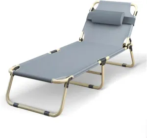 Folding Camping Cot for Adults, 4-Position Folding Chaise Lounge Chair for Indoor Outdoor Travel Heavy Duty Supports 150kg, Perfect for Camping, Pool, Beach