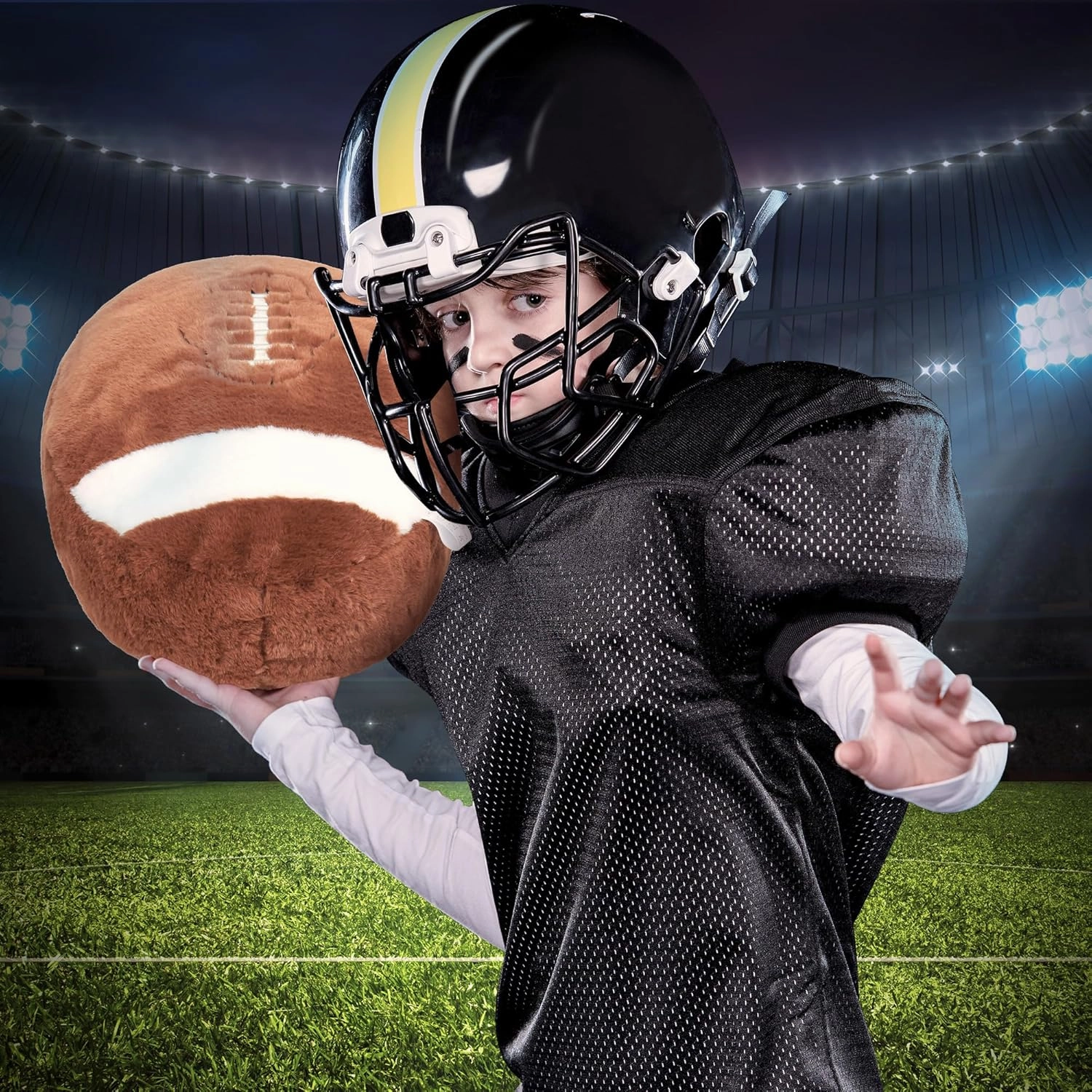 Football Pillow - 22in Soft Football Plush Stuffed Animal, Fluffy Ball Pillow for Kids & Adults, Couch Bedroom Decor, Sports Fan Gift