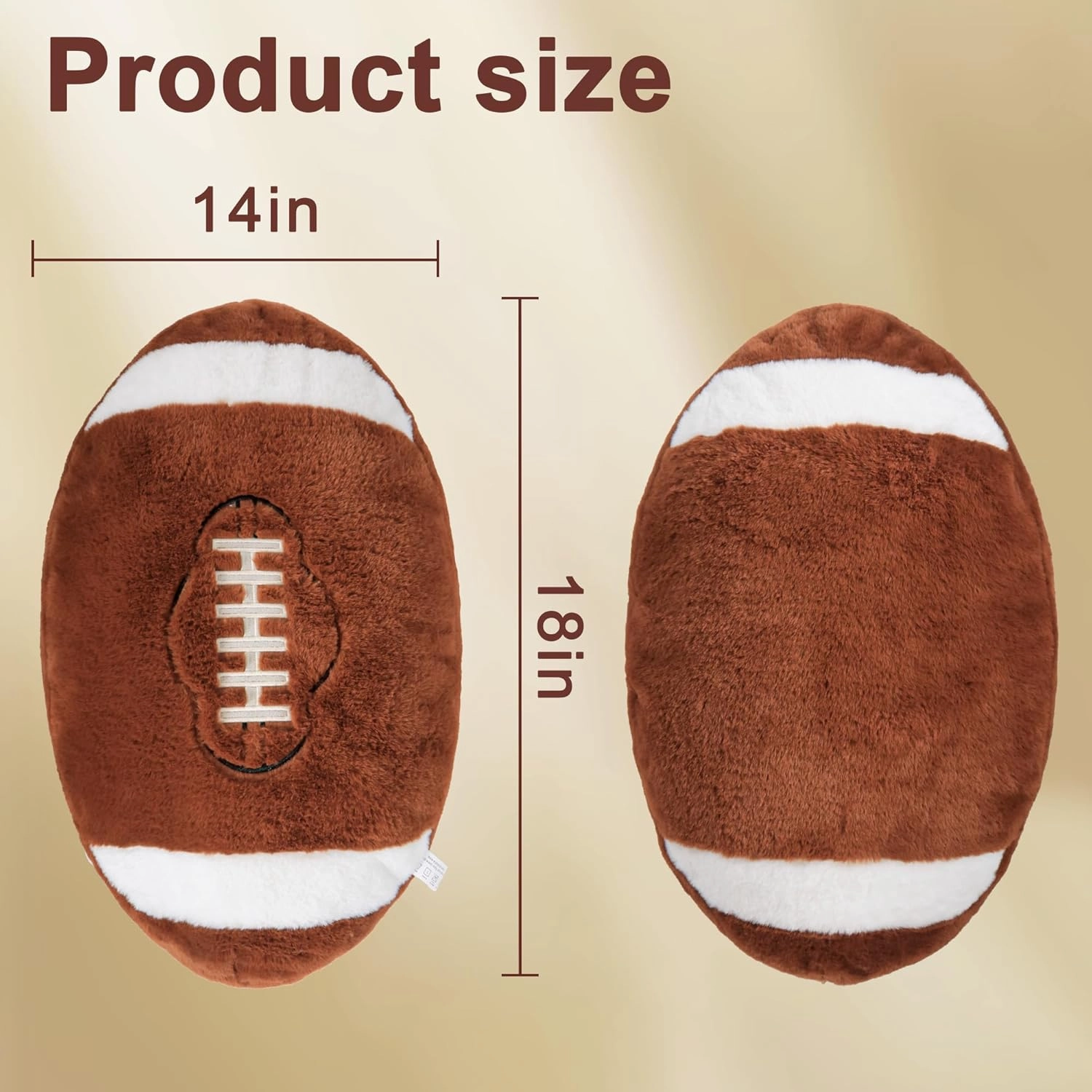 Football Pillow - 22in Soft Football Plush Stuffed Animal, Fluffy Ball Pillow for Kids & Adults, Couch Bedroom Decor, Sports Fan Gift