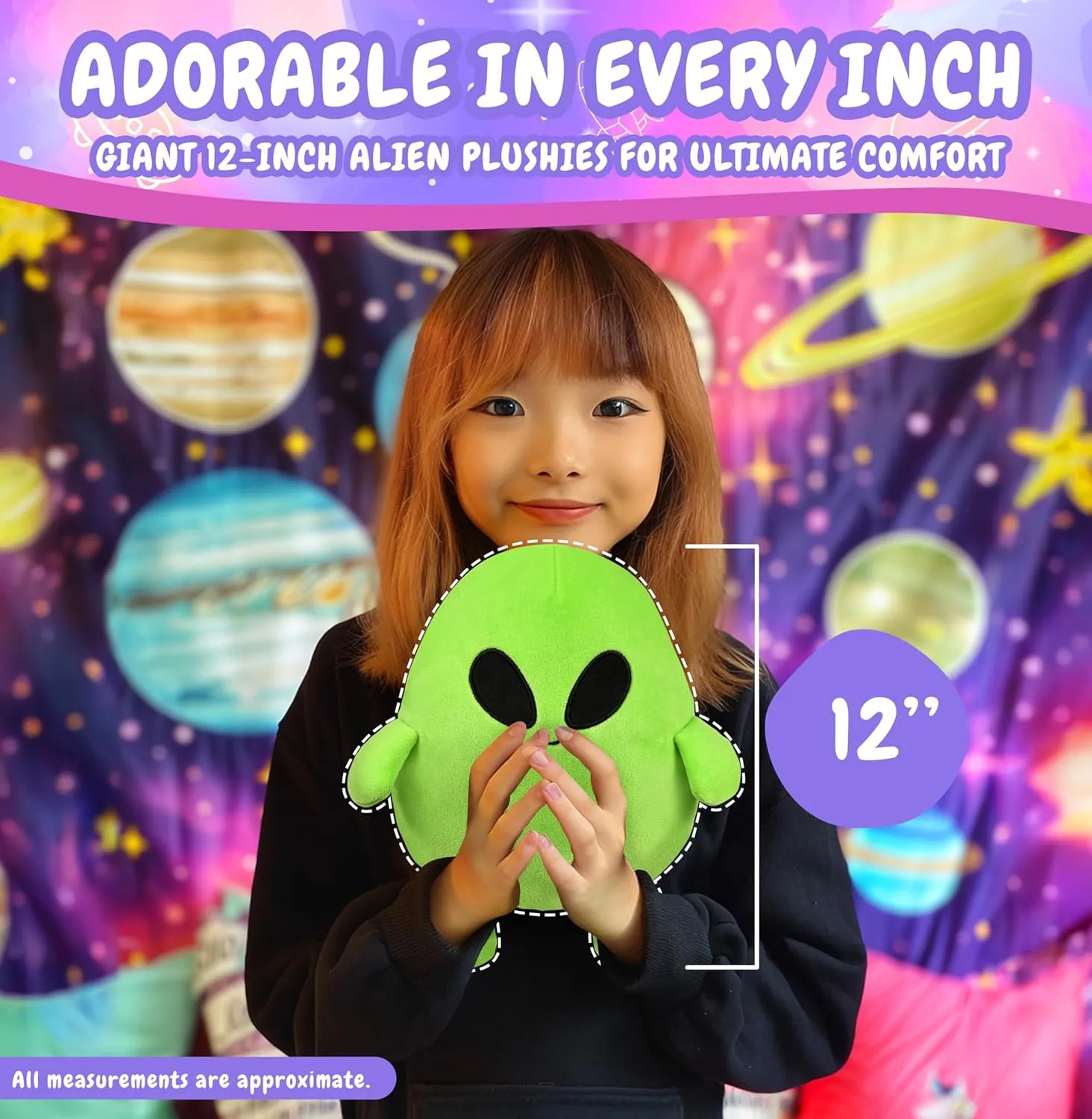 Forest & Twelfth 12’’ Squishy Alien Plush, Super Soft & Cuddly Extraterrestrial Toy for Stress & Anxiety Relief, Imaginative Play Toy, Adorable Space Creature for Kids, Home Décor (12" Green)