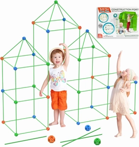 Fort Building Kit for Kids,120 Pcs Construction STEM Toys Indoor Outdoor, Educational Learning Gift for 3 4 5 6 7 8  Years Old Boys and Girls, Ultimate Creative Set for DIY Castles Tunnels Play Tent