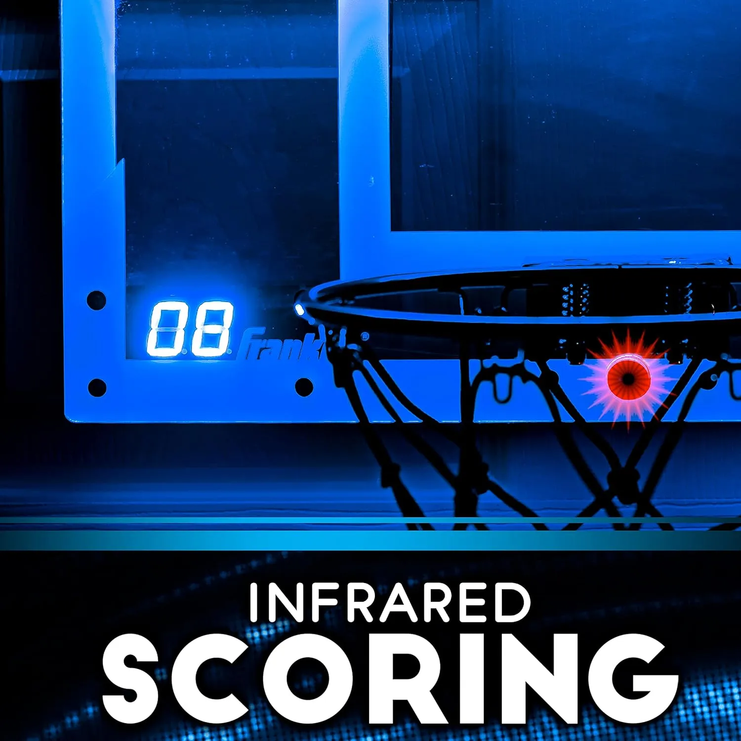 Franklin Sports Over The Door Indoor LED Basketball Hoops-Steel Rim Mini Basket-Includes Ball and Pump-Light Up Backboard
