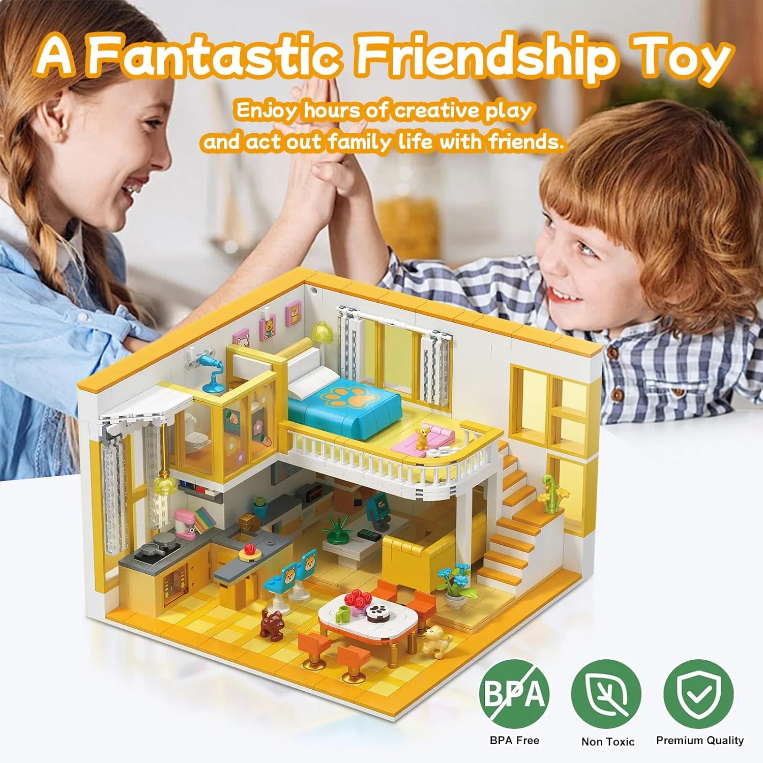 Friends House Building Block Set, Pets Collection Small Brick Model Set, Creative Mini Toy Building Sets, Children’s Day Birthday for Teens Kids Boys Girls 8 , 1048 PCS