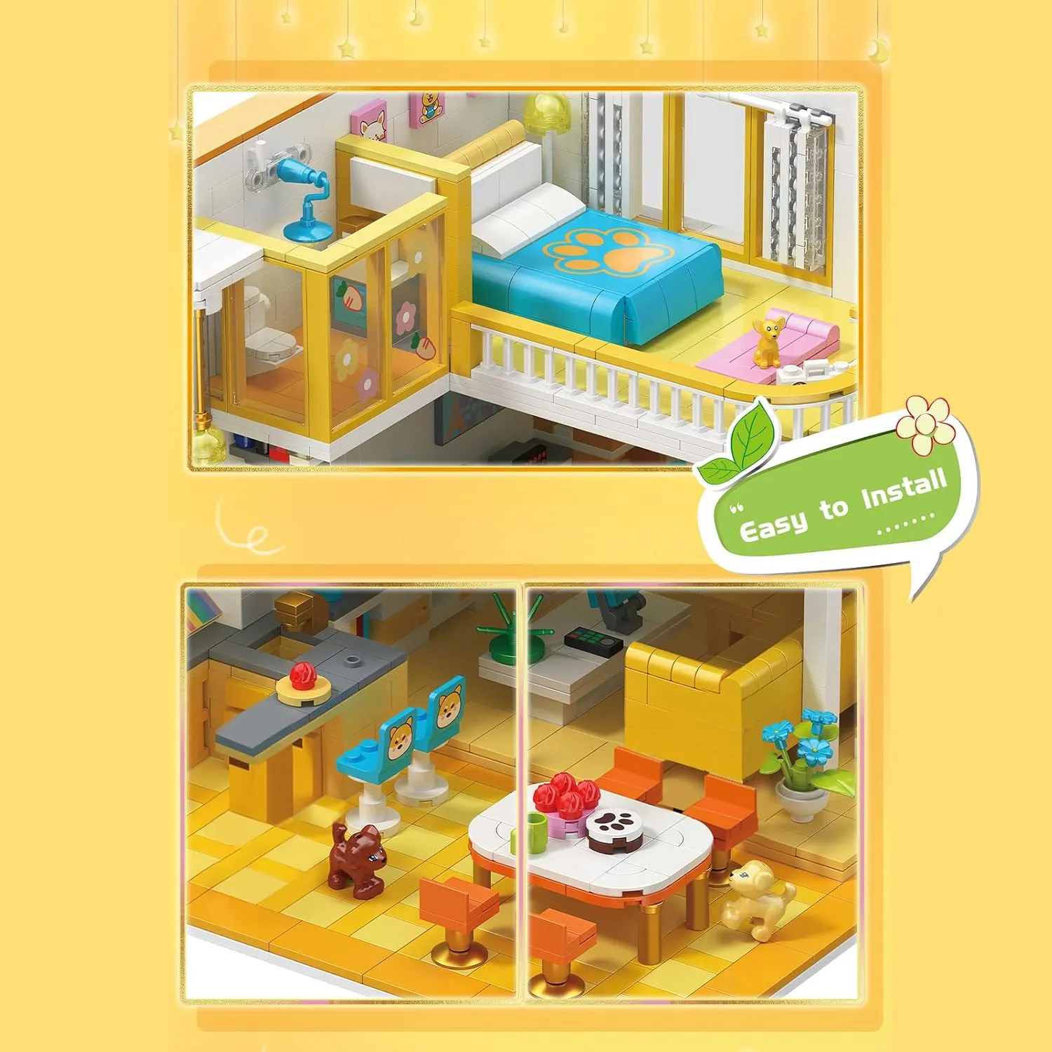 Friends House Building Block Set, Pets Collection Small Brick Model Set, Creative Mini Toy Building Sets, Children’s Day Birthday for Teens Kids Boys Girls 8 , 1048 PCS