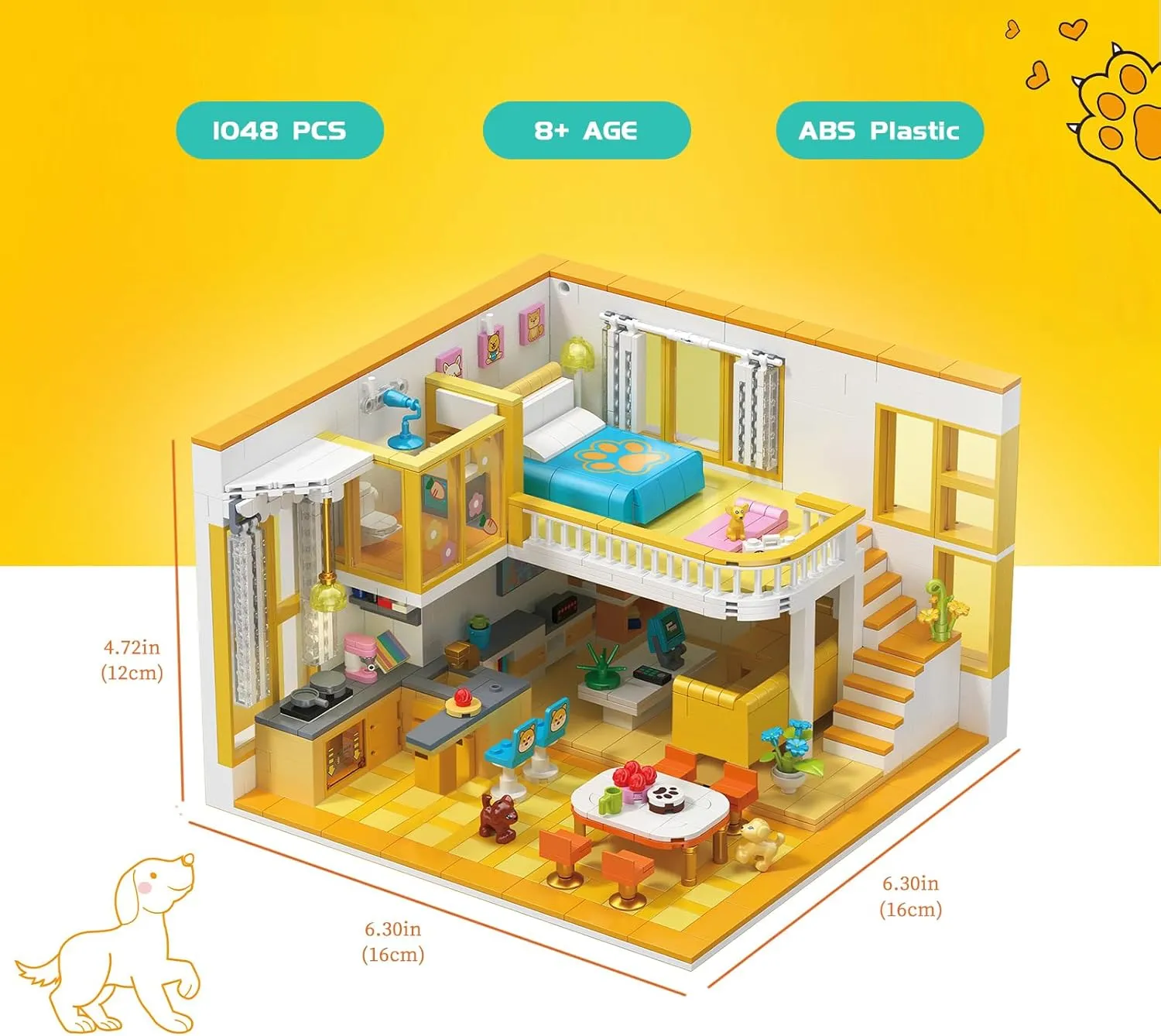 Friends House Building Block Set, Pets Collection Small Brick Model Set, Creative Mini Toy Building Sets, Children’s Day Birthday for Teens Kids Boys Girls 8 , 1048 PCS