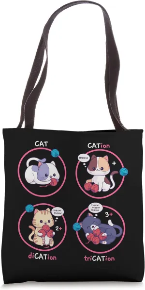 Funny Chemist Cat Cat-Ion Chemistry Science Pun Tote Bag