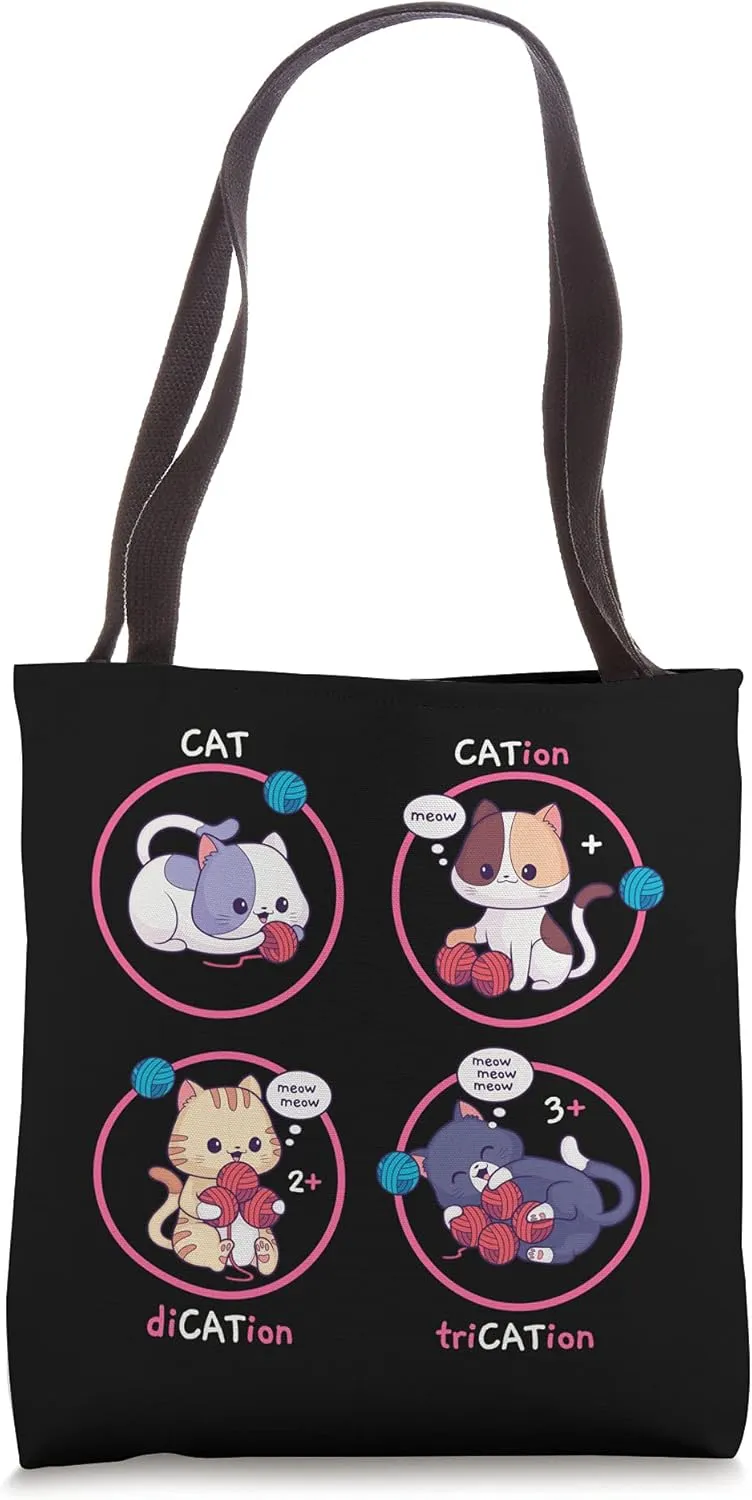 Funny Chemist Cat Cat-Ion Chemistry Science Pun Tote Bag