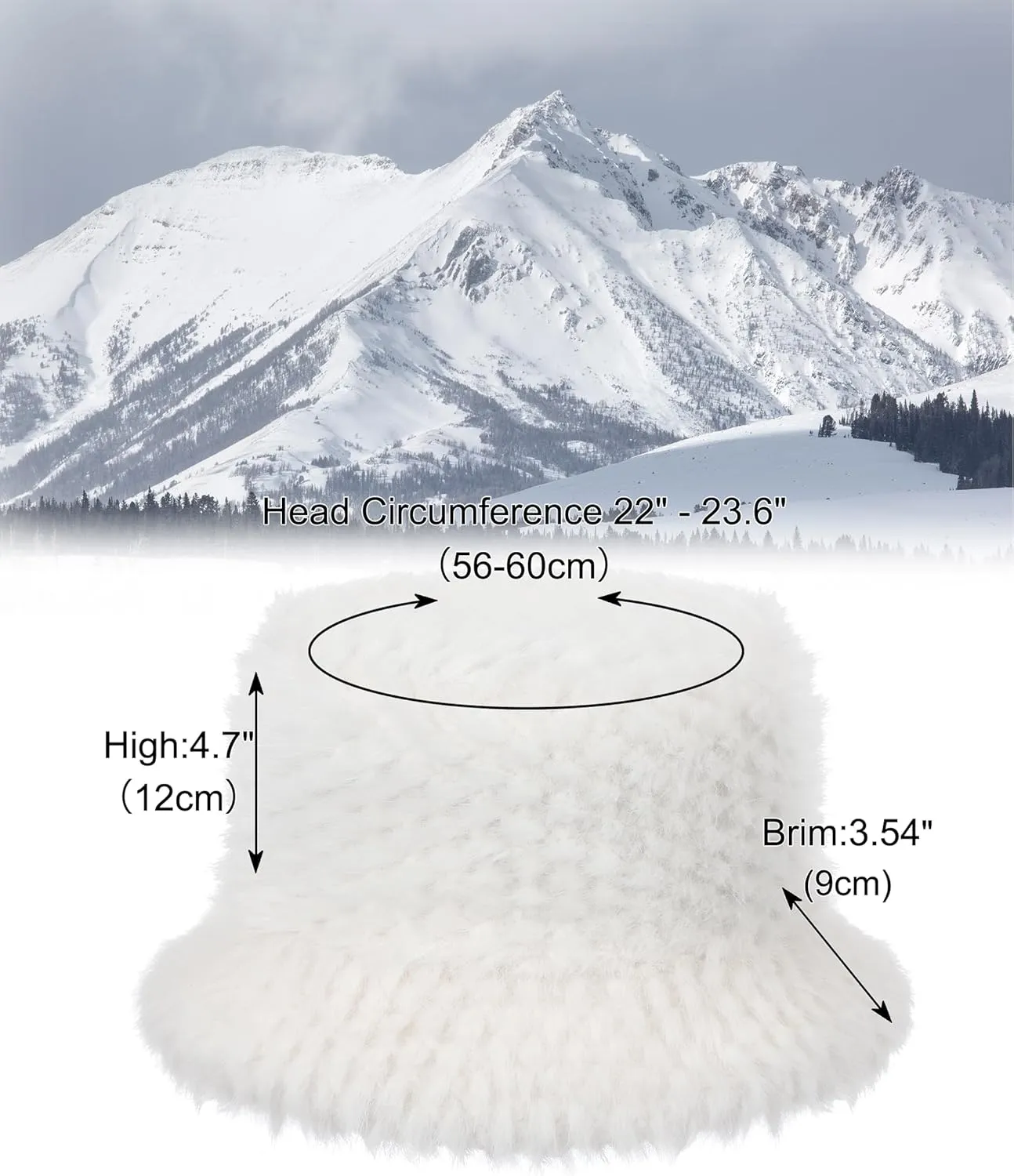 Furry Faux Fur Bucket Hat for Women Warm Winter Plush Fully Fisherman Cap
