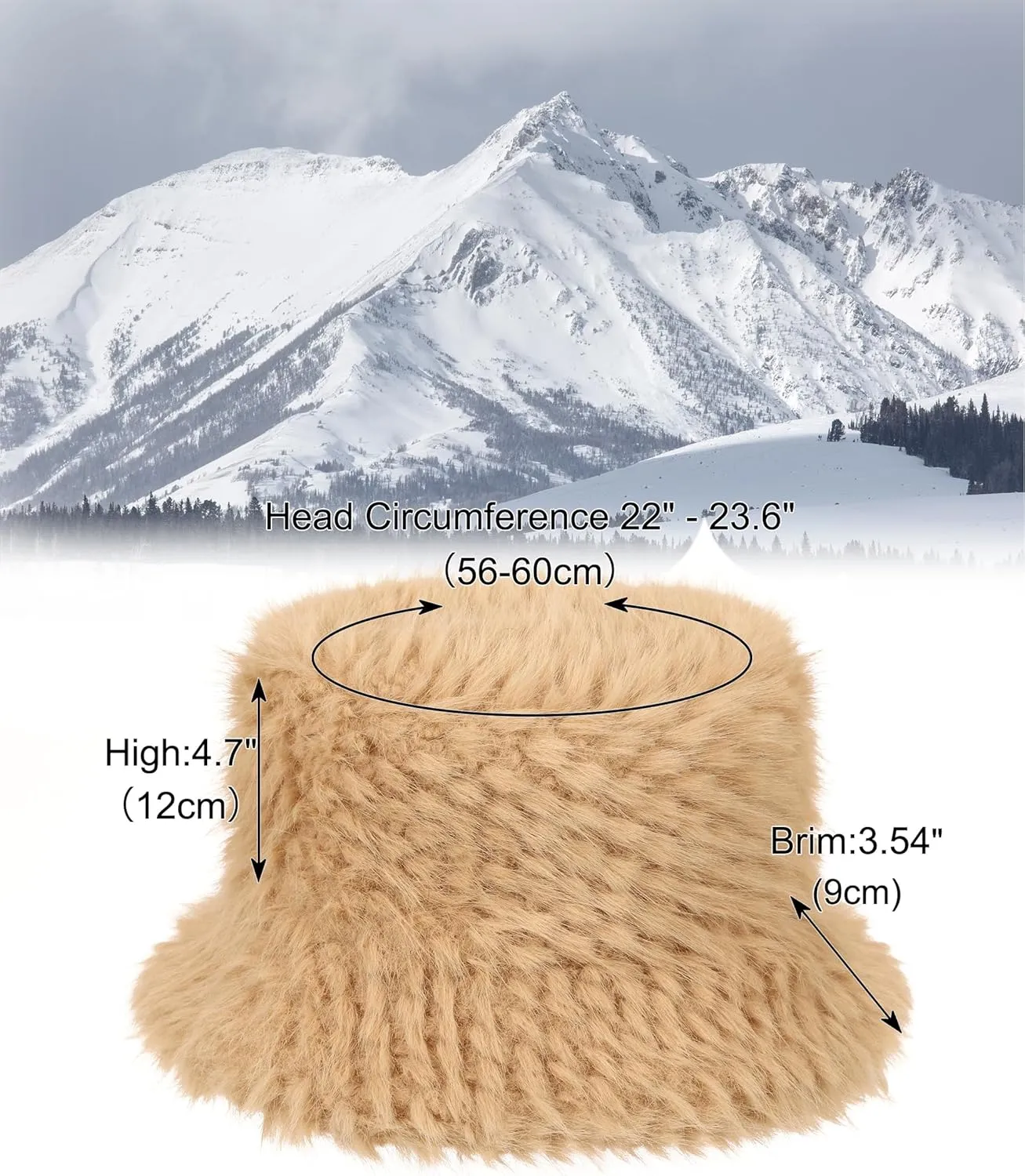 Furry Faux Fur Bucket Hat for Women Warm Winter Plush Fully Fisherman Cap