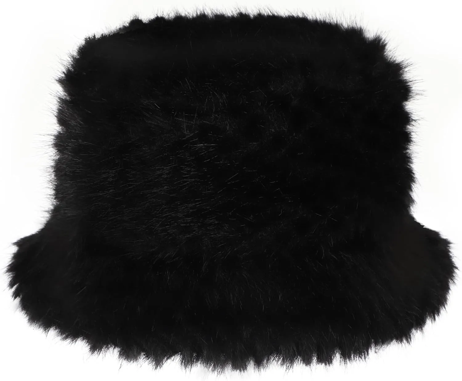 Furry Faux Fur Bucket Hat for Women Warm Winter Plush Fully Fisherman Cap