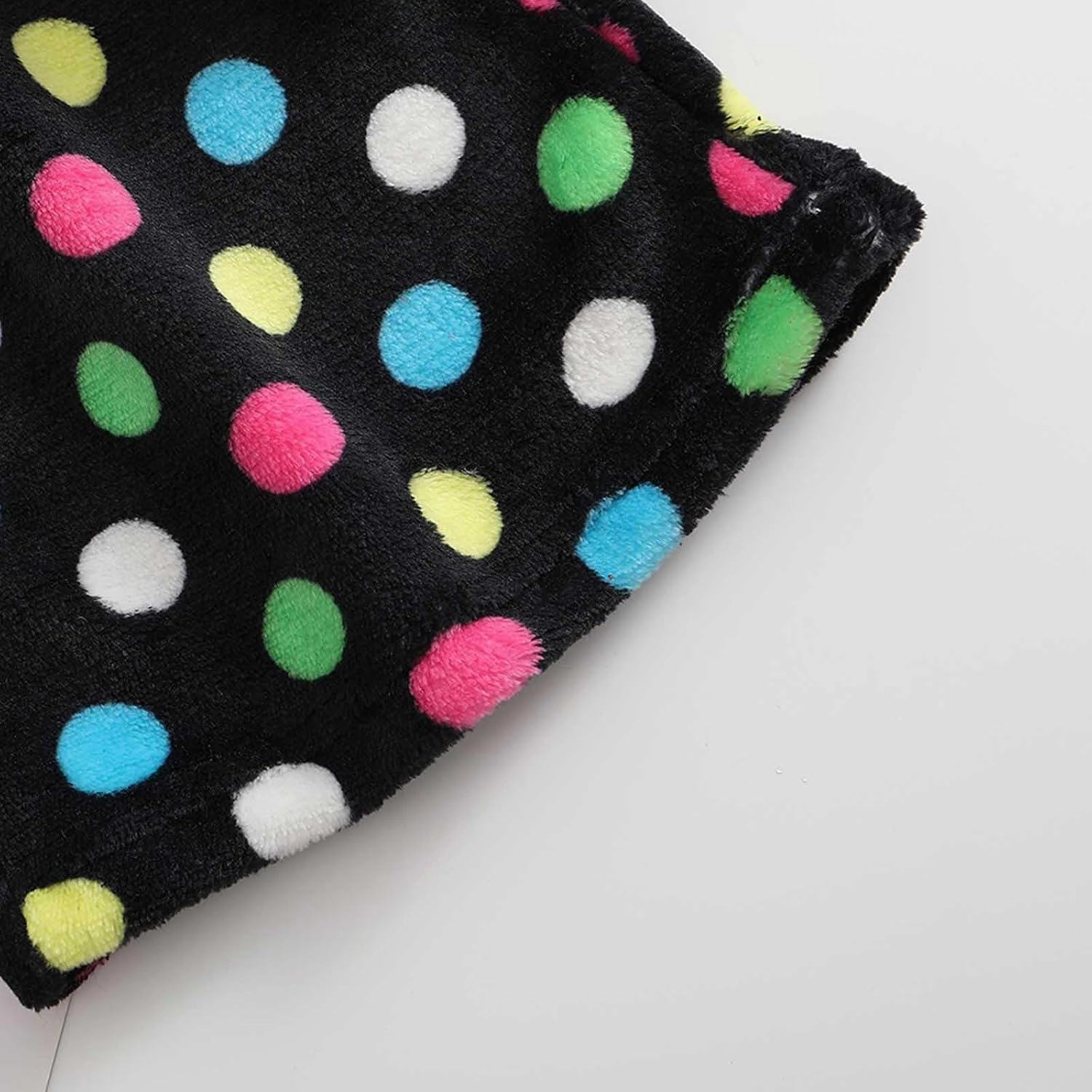 Fuzzy Flannel Pajama Pants for Women Comfy Soft Fluffy Plush Polka Dot Pj Pants High Waisted Wide Leg Lounge Pants