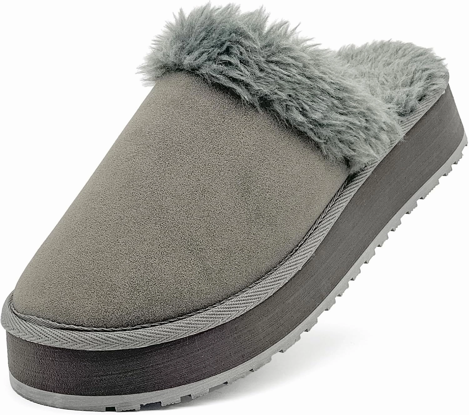 Fuzzy House Slippers for Women Indoor Outdoor Mens Ladies Platform Memory Foam Comfy House Shoes Fluffy Warm Cozy Bedroom Clogs