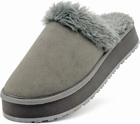 Fuzzy House Slippers for Women Indoor Outdoor Mens Ladies Platform Memory Foam Comfy House Shoes Fluffy Warm Cozy Bedroom Clogs