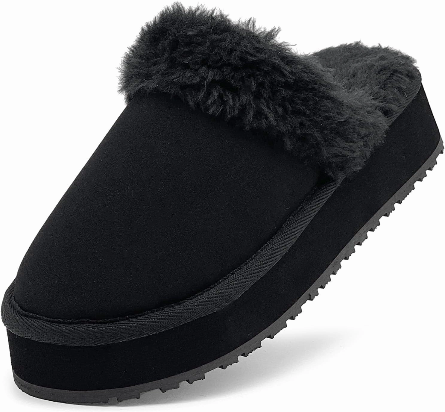 Fuzzy House Slippers for Women Indoor Outdoor Mens Ladies Platform Memory Foam Comfy House Shoes Fluffy Warm Cozy Bedroom Clogs
