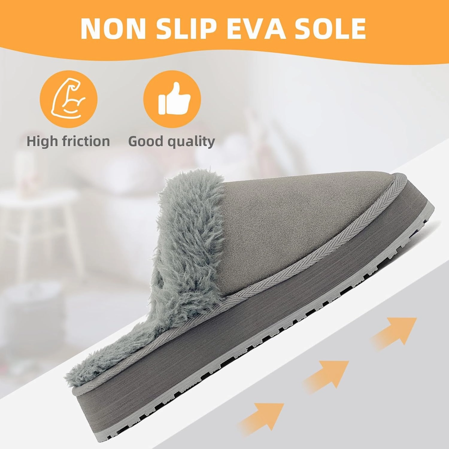 Fuzzy House Slippers for Women Indoor Outdoor Mens Ladies Platform Memory Foam Comfy House Shoes Fluffy Warm Cozy Bedroom Clogs