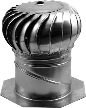 GAF Master Flow 12 in. Mill Galvanized Steel Internally Braced Dual-Bearing Wind Ventilation Roof Turbine - High Efficiency Attic Vent, Weather-Resistant, Adjustable Base, Heavy-Duty - GIC12