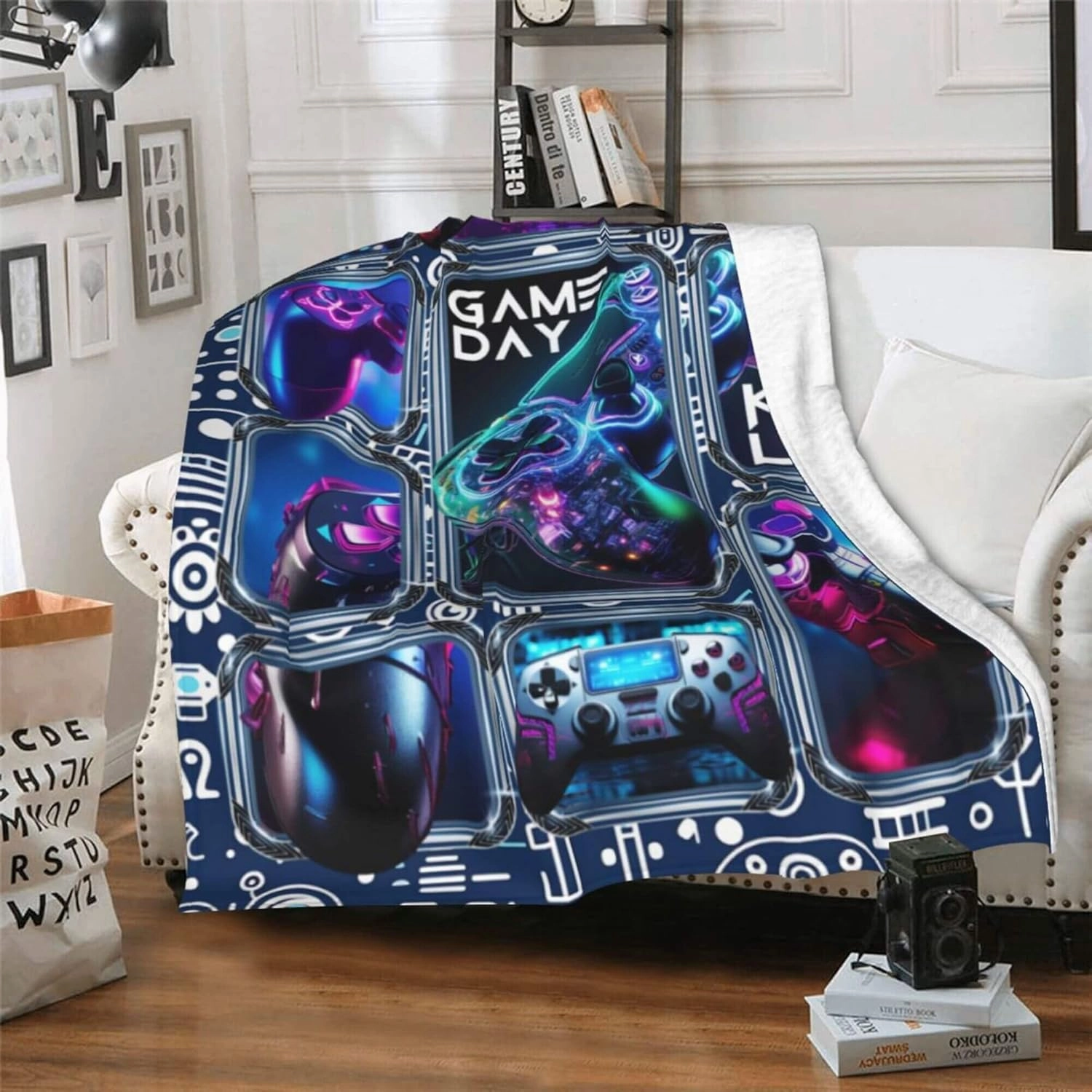 Gaming Throw Blanket, 40"x50" Flannel Cool Gamer Themed Throw, Soft Nap Throw Blanket for Home Boys Girls Women Men Gamer Gaming Enthusiasts Gifts
