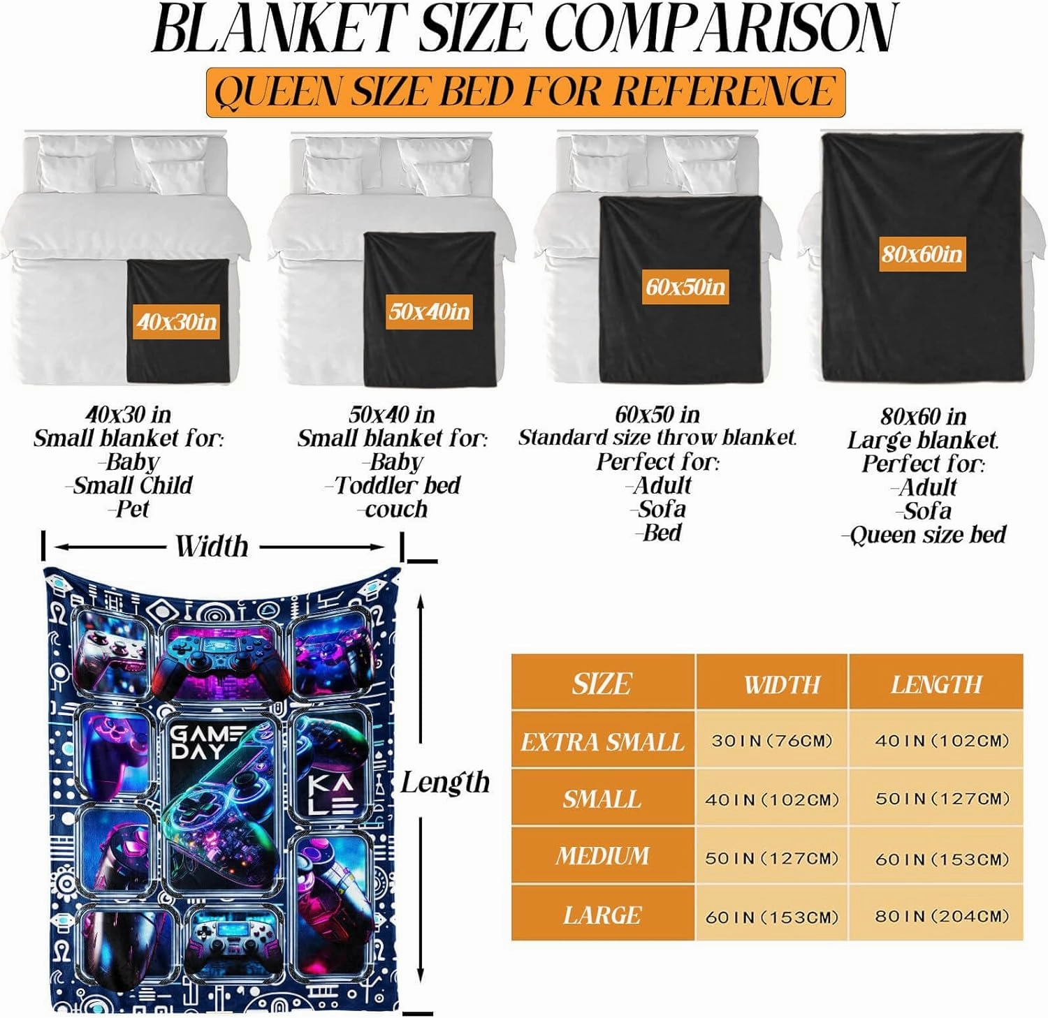 Gaming Throw Blanket, 40"x50" Flannel Cool Gamer Themed Throw, Soft Nap Throw Blanket for Home Boys Girls Women Men Gamer Gaming Enthusiasts Gifts