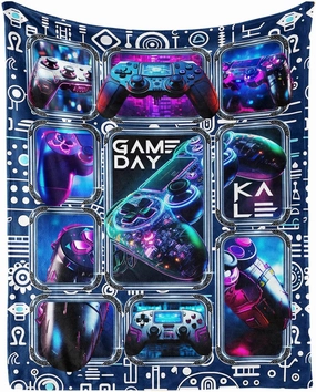 Gaming Throw Blanket, 40"x50" Flannel Cool Gamer Themed Throw, Soft Nap Throw Blanket for Home Boys Girls Women Men Gamer Gaming Enthusiasts Gifts