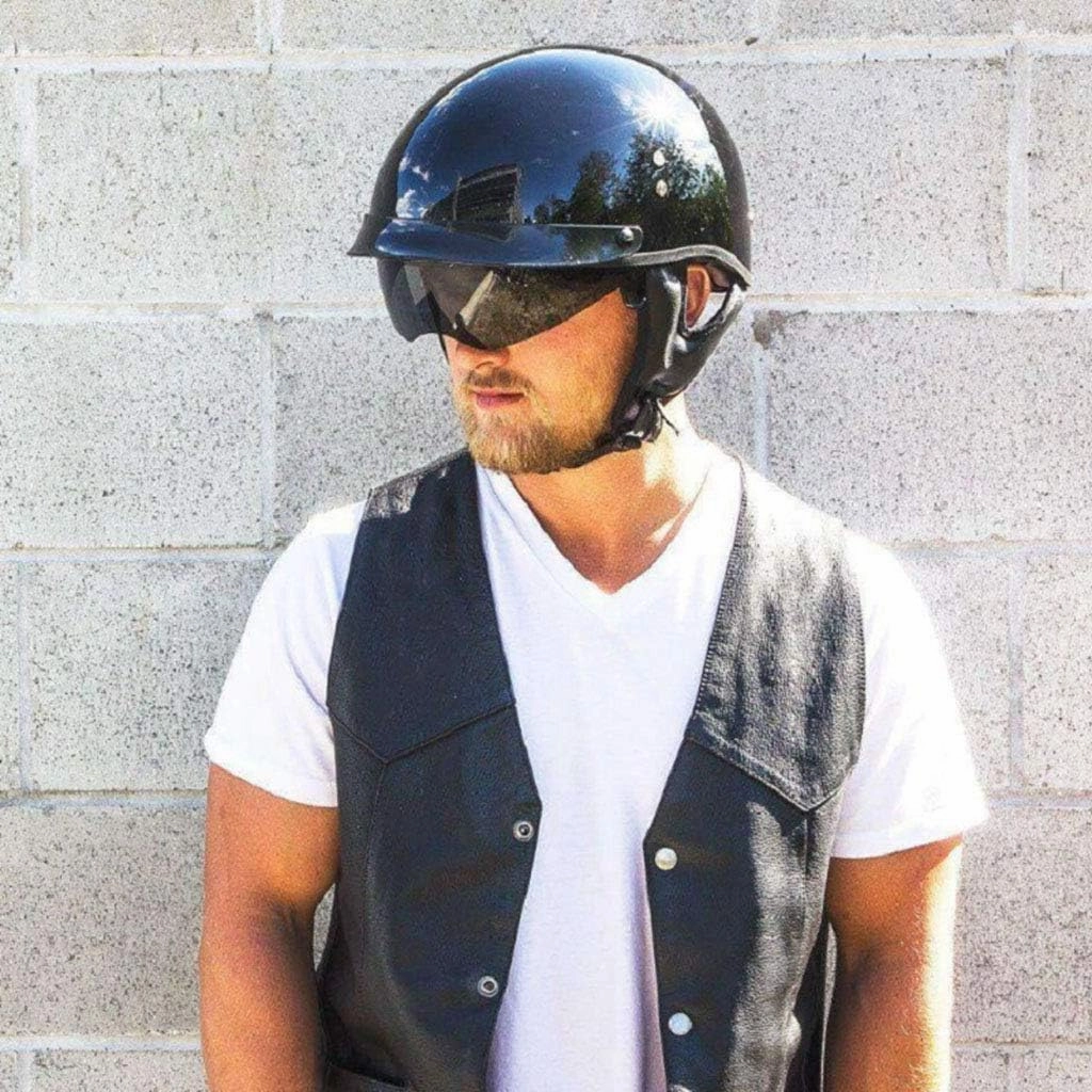 GAOZ Classic Retro Half Helmet Crash Protection Adjustable Brain-Cap Electric Car Bicycle Lightweight Vintage Motorcycle Helmet DOT Approved Unisex-Adult
