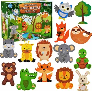 Garma Animal DIY Sewing Kits for Kids Age 6-12, Jungle Animal Sewing Set Craft Kits for Beginners Includes 14 Stuffed Animals, Educational Crafting and Sewing Kits for Girls and Boys Birthday Easter