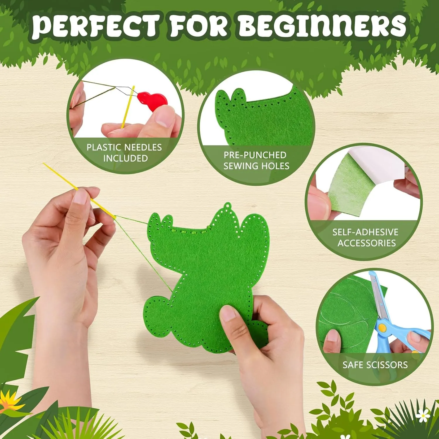 Garma Animal DIY Sewing Kits for Kids Age 6-12, Jungle Animal Sewing Set Craft Kits for Beginners Includes 14 Stuffed Animals, Educational Crafting and Sewing Kits for Girls and Boys Birthday Easter