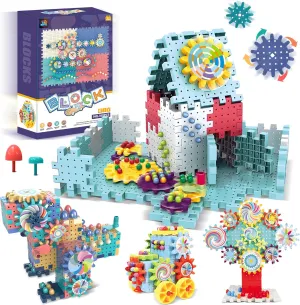 Gear Toys Interlocking Building Blocks, 150 Piece Educational Engineering Building Toys Set, Creative Construction STEM Kits for Boys Girls, Waffle Blocks for Kids Ages 3 