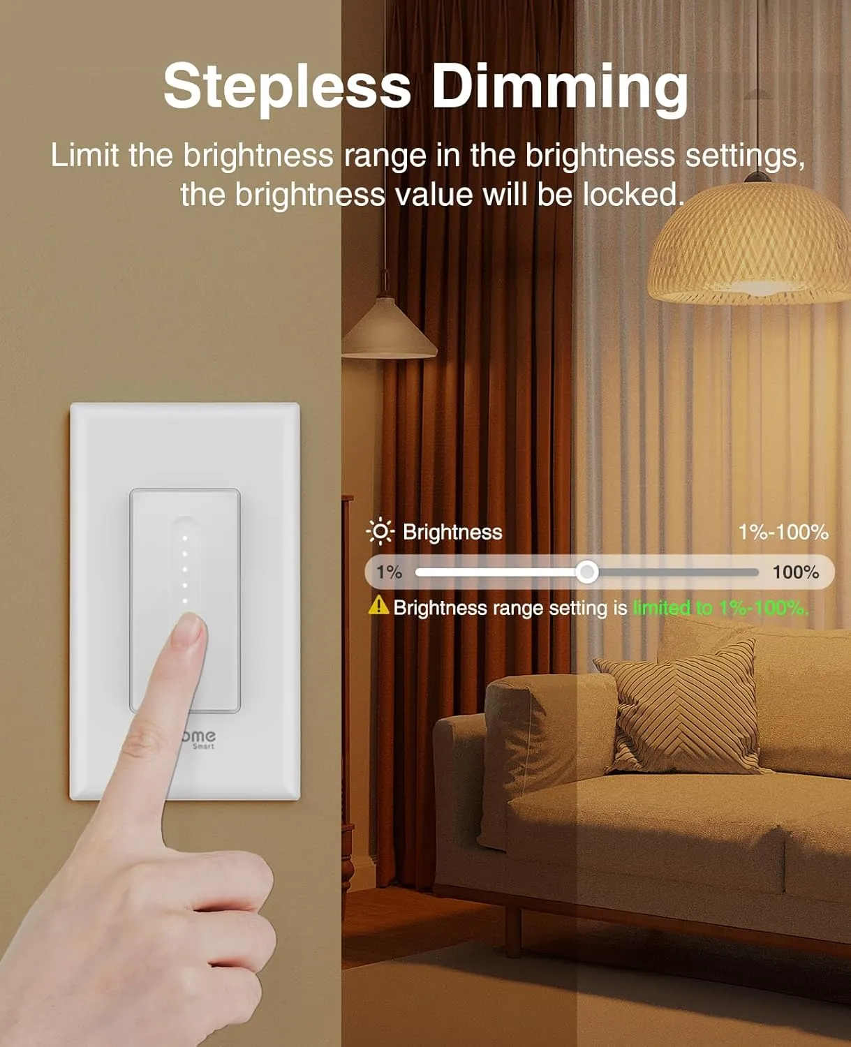 Ghome Smart Dimmer Switch - 2.4GHz Wi-Fi Smart Switch Compatible with Alexa and Google Home, White 4 Pack