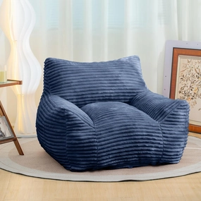 Giant Bean Bag Chair for Adults with Armrests, 4ft Plush Foam Filled Lounger, Durable Corduroy Cover, Cozy Fluffy Single Cloud Mini Couch for Living Room, Bedroom, Dorm&Game Room, Blue