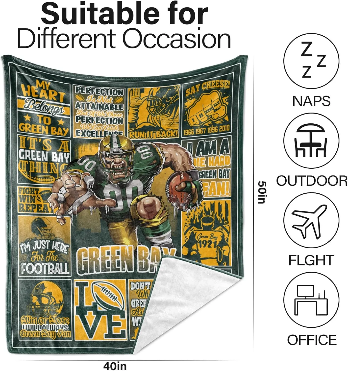 Gifts for Men, Sports and Outdoors Merch for Men Women Youth Fans, Football Team Throw Blanket 50"x40", City Football Style Gifts for Sofa Bed Chair