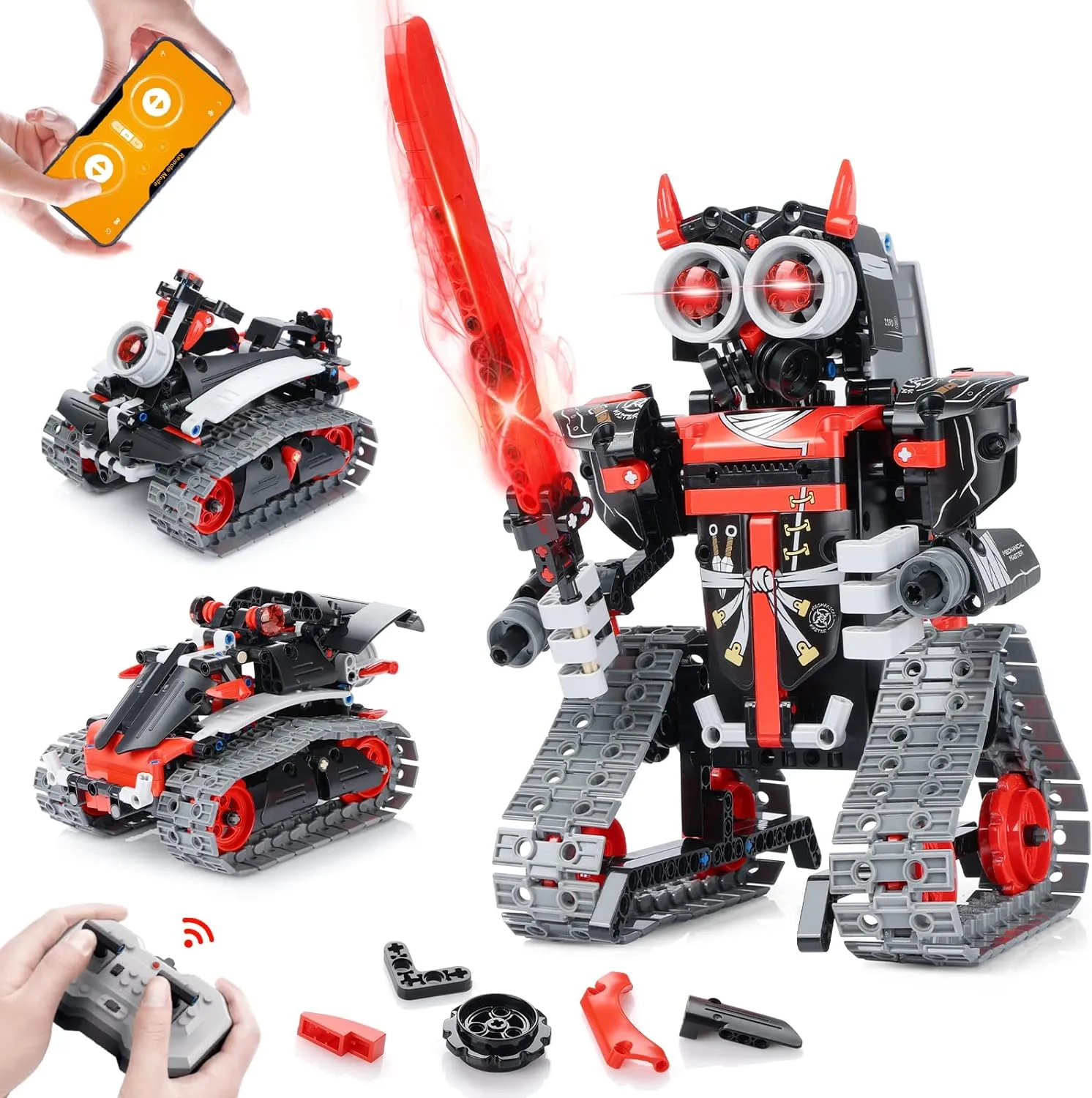 GILI Robot Building Remote Control Gift STEM Building Kit for Boys 8-12 - 3 in 1 Educational Toys for 6 7 8 9 10 11 12   Year Old Boys Birthday Gifts for Kids - Tracked Racer Car Tank Robotics