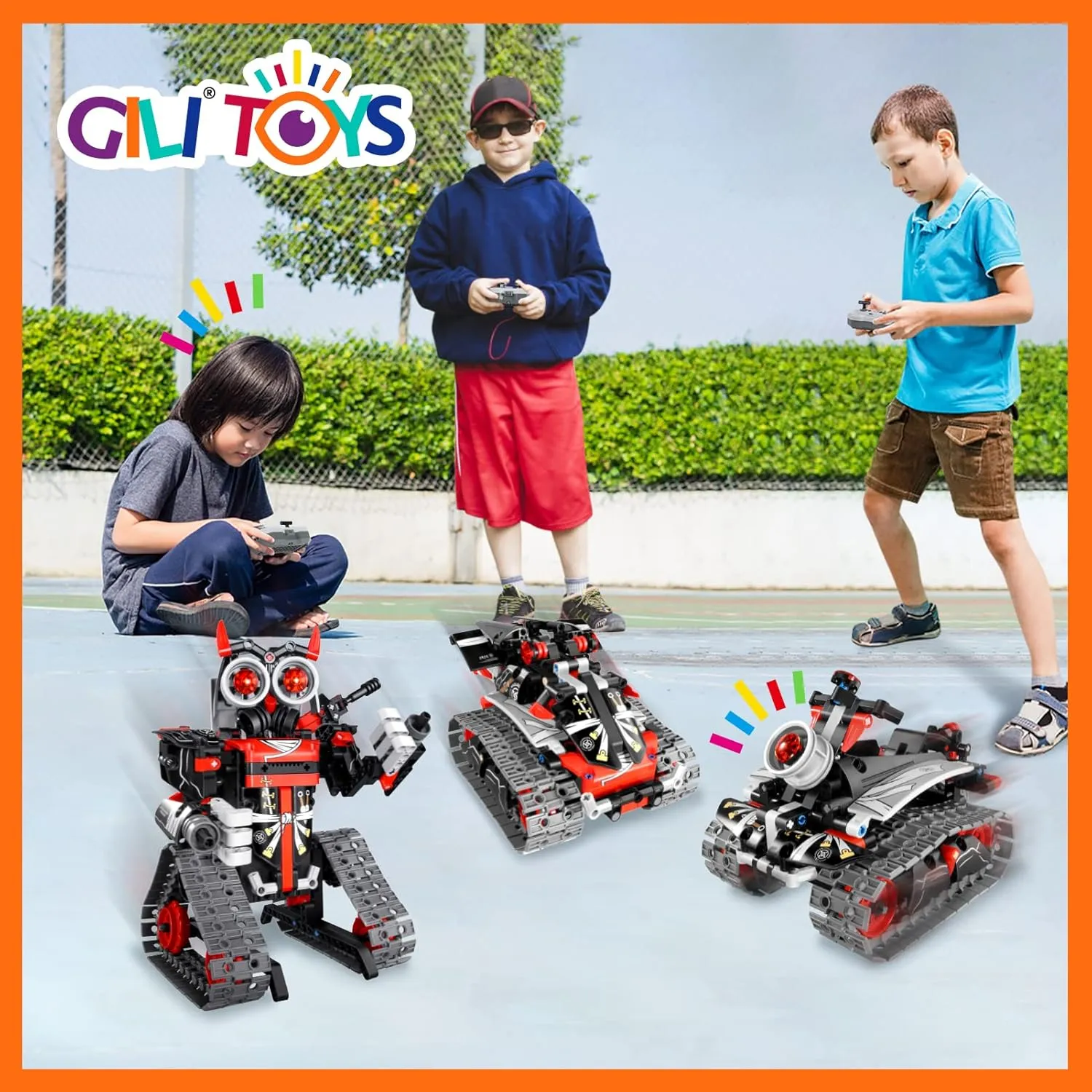 GILI Robot Building Remote Control Gift STEM Building Kit for Boys 8-12 - 3 in 1 Educational Toys for 6 7 8 9 10 11 12   Year Old Boys Birthday Gifts for Kids - Tracked Racer Car Tank Robotics