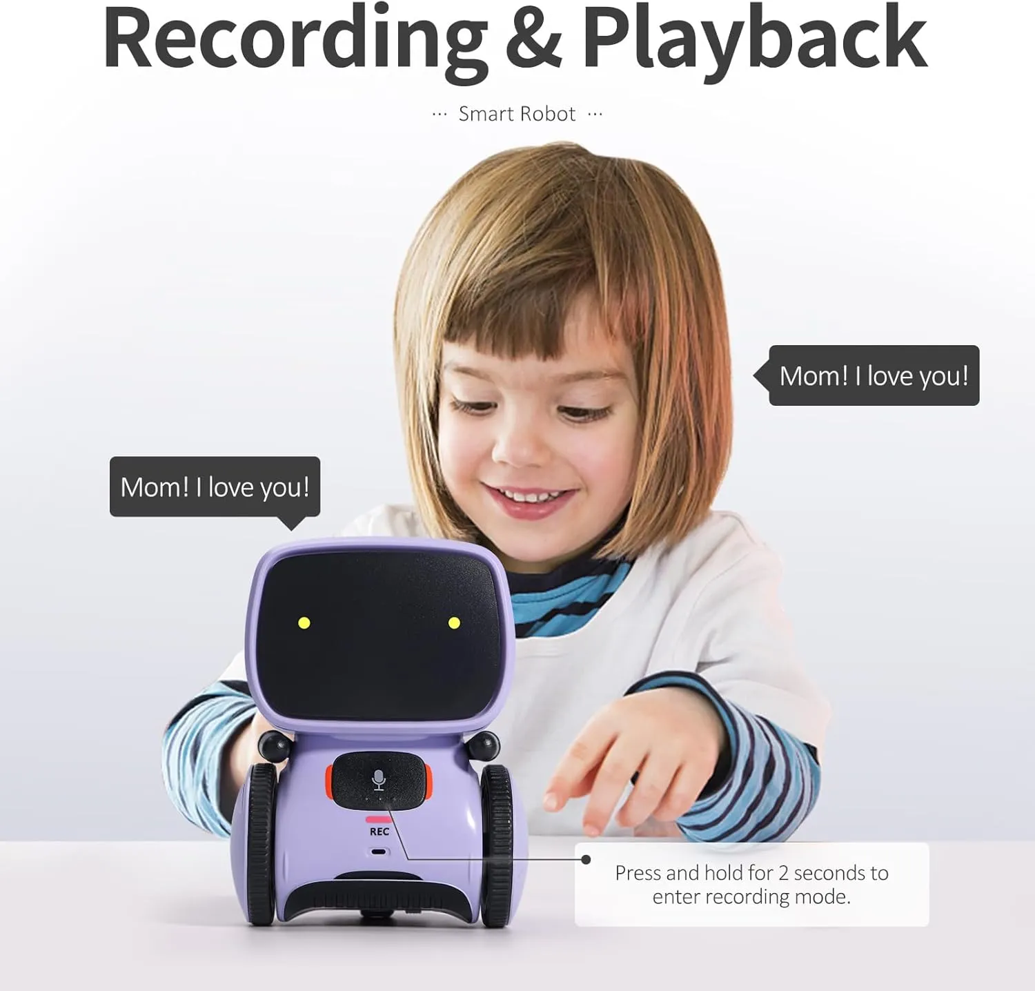 GILOBABY Kids Robot Toys, Interactive Toys Companion Smart Talking Robotic with Voice Control Touch Sensor, Singing, Dancing, Recording, Repeat, Birthday Gifts for Girls Ages 3  Years (Purple)