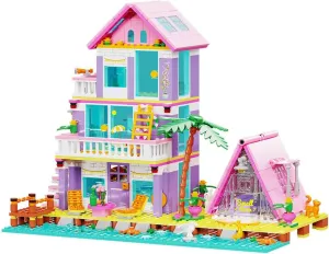 Girl Beach House Building Blocks Toys for Girls Age 8 , Seaside Villa Friends Building Set with Light, 791pcs Mini Bricks