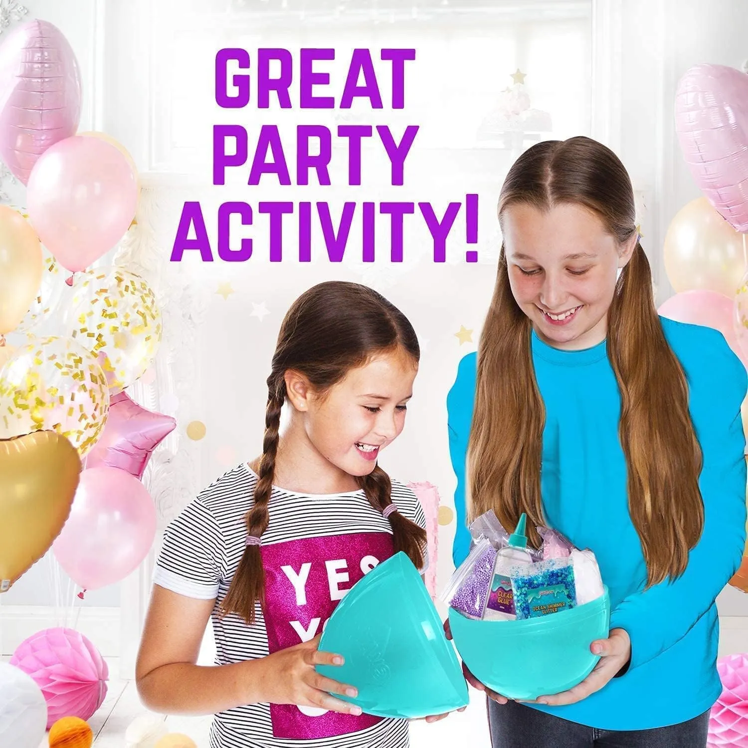 GirlZone Egg Surprise Mermaid Sparkle Slime Kit, 39 Pieces to Make Glow in The Dark Slimes with Glitter Slime Add Ins, for Girls 8-12, Ideal Easter Gifts for Kids