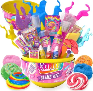 GirlZone Rainbow Candy DIY Slime Kit, Amazing Slime Making Kit to Create Rainbow and Cloud Slime, Exciting Gift Idea & Fun Sensory Toy for Kids, Ideal Thanksgiving Gift