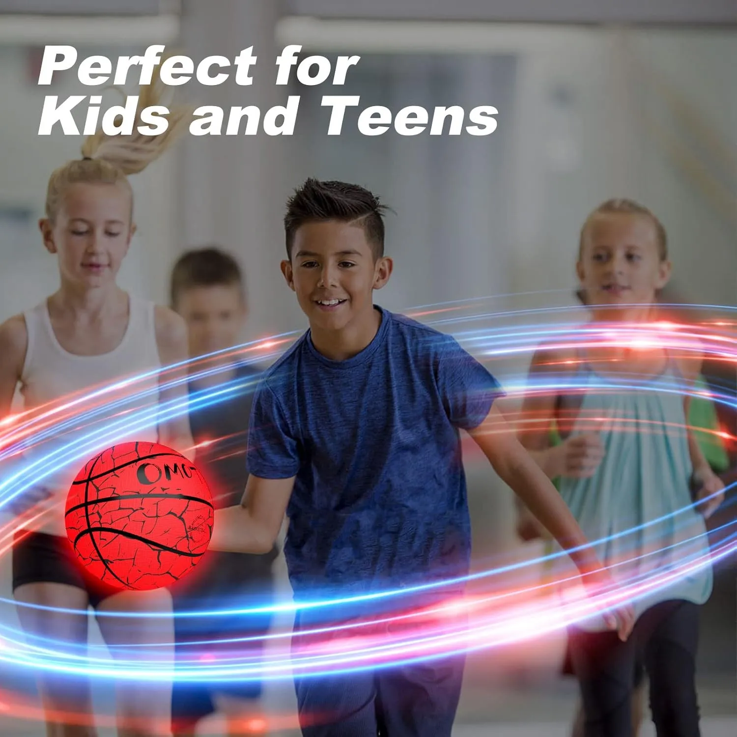 Glow in The Dark Basketball, LED Light Up Basketball, Night Glowing Ball, Boys Girls Sports Gifts Accessories 8-12 Year Old, Toy Basketball Gifts Ideas for Age 8, 9, 10, 11, 12, 13  Kid Teens