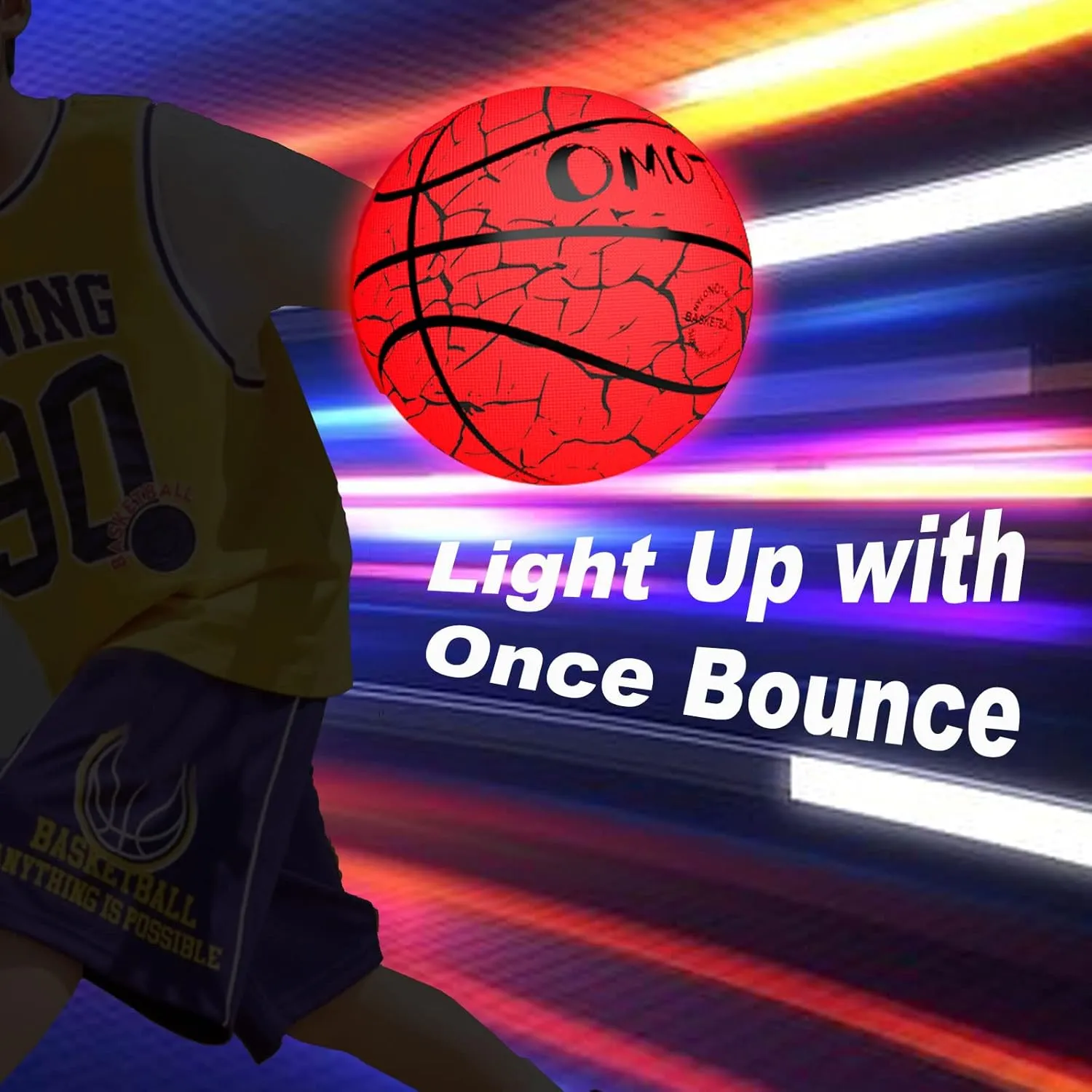 Glow in The Dark Basketball, LED Light Up Basketball, Night Glowing Ball, Boys Girls Sports Gifts Accessories 8-12 Year Old, Toy Basketball Gifts Ideas for Age 8, 9, 10, 11, 12, 13  Kid Teens