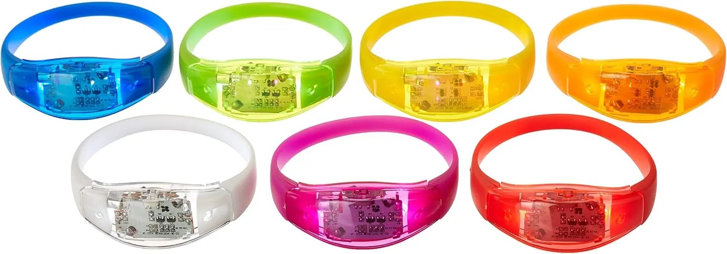 Glow in the Dark Bracelets - 42 Music & Sound Activated Glow Bracelets with Flashing LED Strobe, Perfect Party Favors for Birthdays, Concerts, and Glow in the Dark Themed Parties.