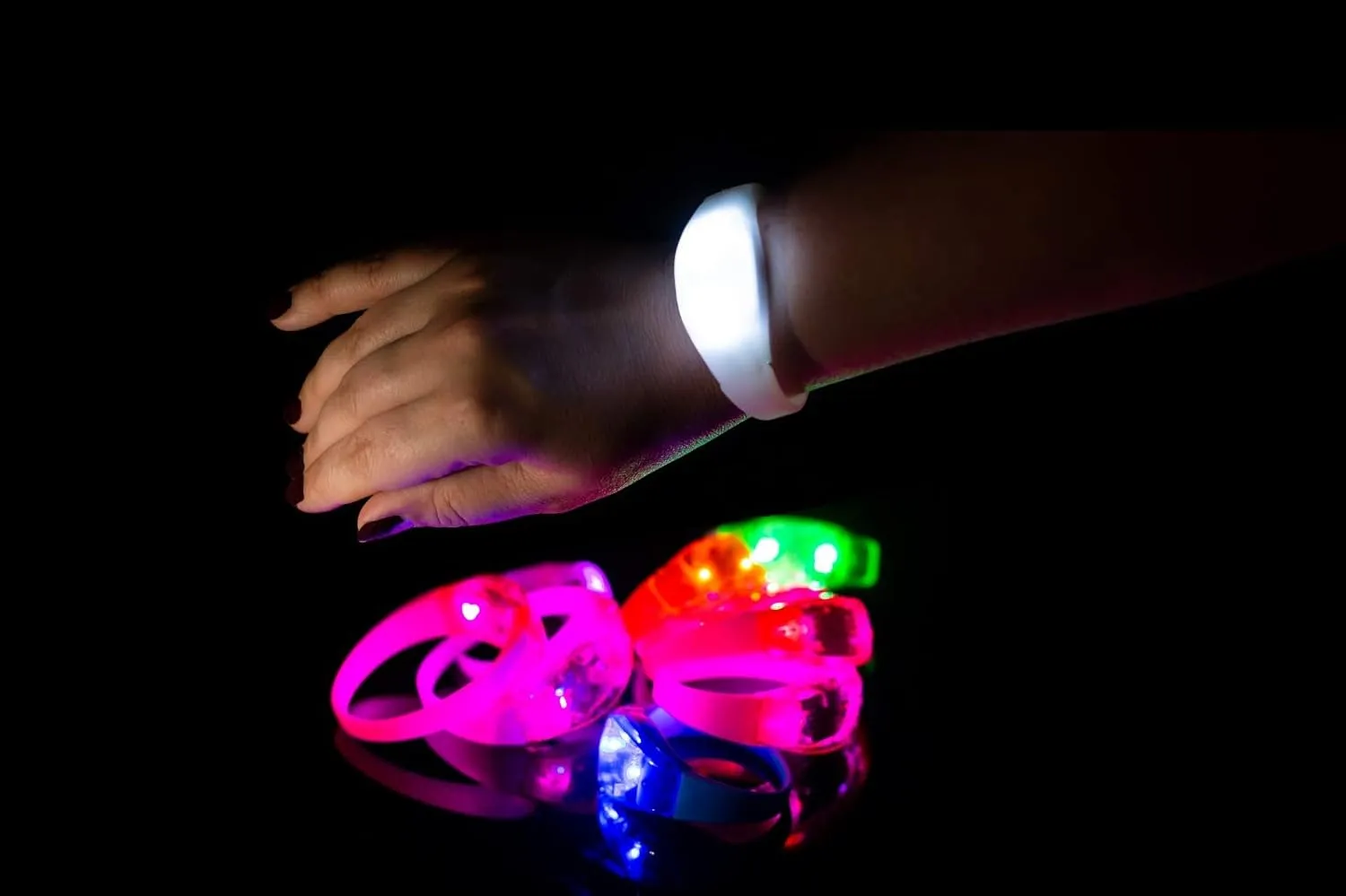Glow in the Dark Bracelets - 42 Music & Sound Activated Glow Bracelets with Flashing LED Strobe, Perfect Party Favors for Birthdays, Concerts, and Glow in the Dark Themed Parties.