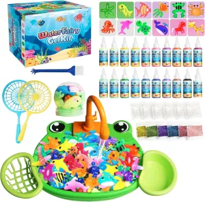 Glow in The Dark Water Craft Toy DIY Elf Kit for Boys Girls - 20 Color Gel & 12 Molds DIY Water Pets, Magic Puffy Paint Creative Handmade Water Art Set for Kids 3  Birthday Present