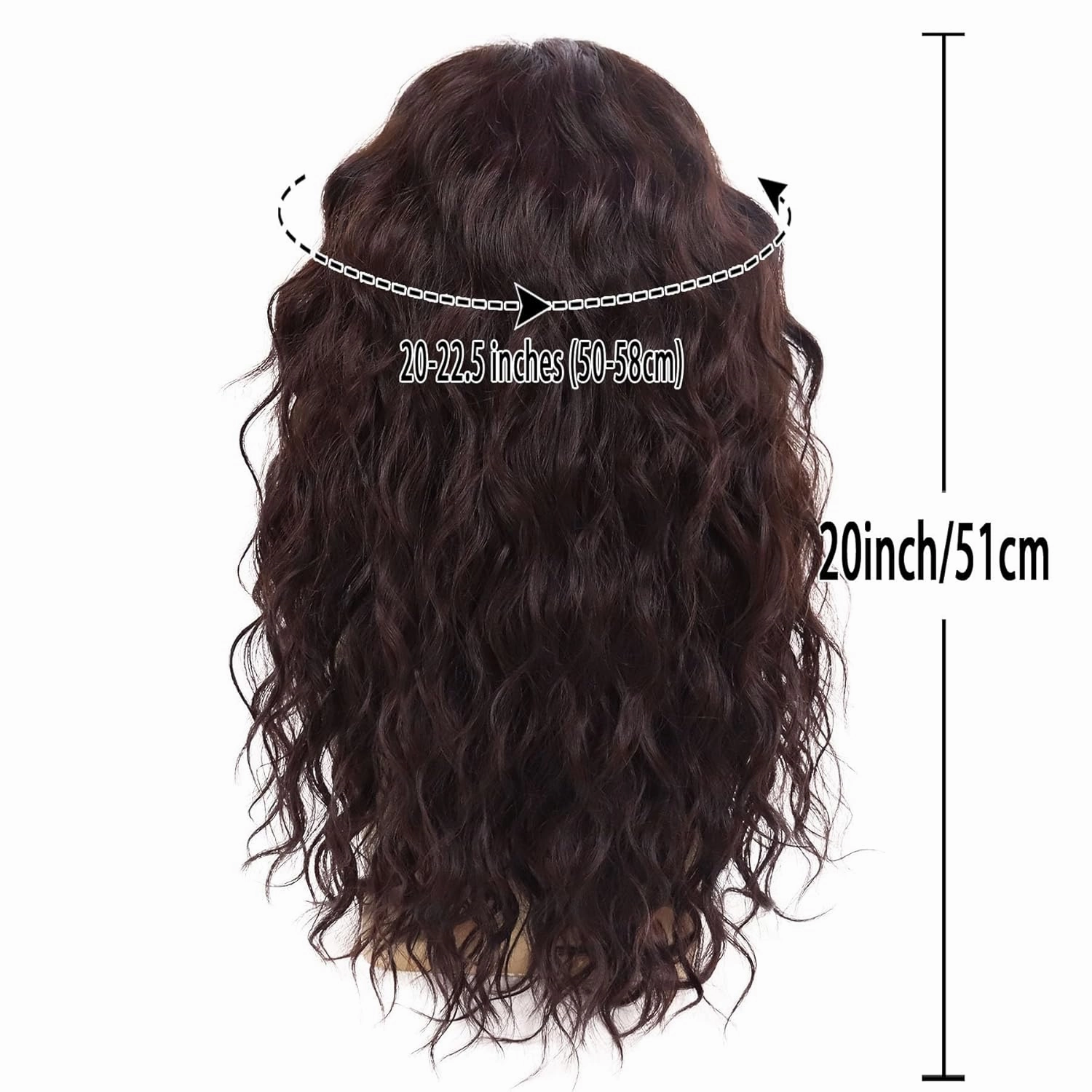 GNIMEGIL Long Brown Wigs for Men Synthetic Layered Wavy Cosplay Party Wig 70s 80s Punk Rocker Party California Wig with Bangs