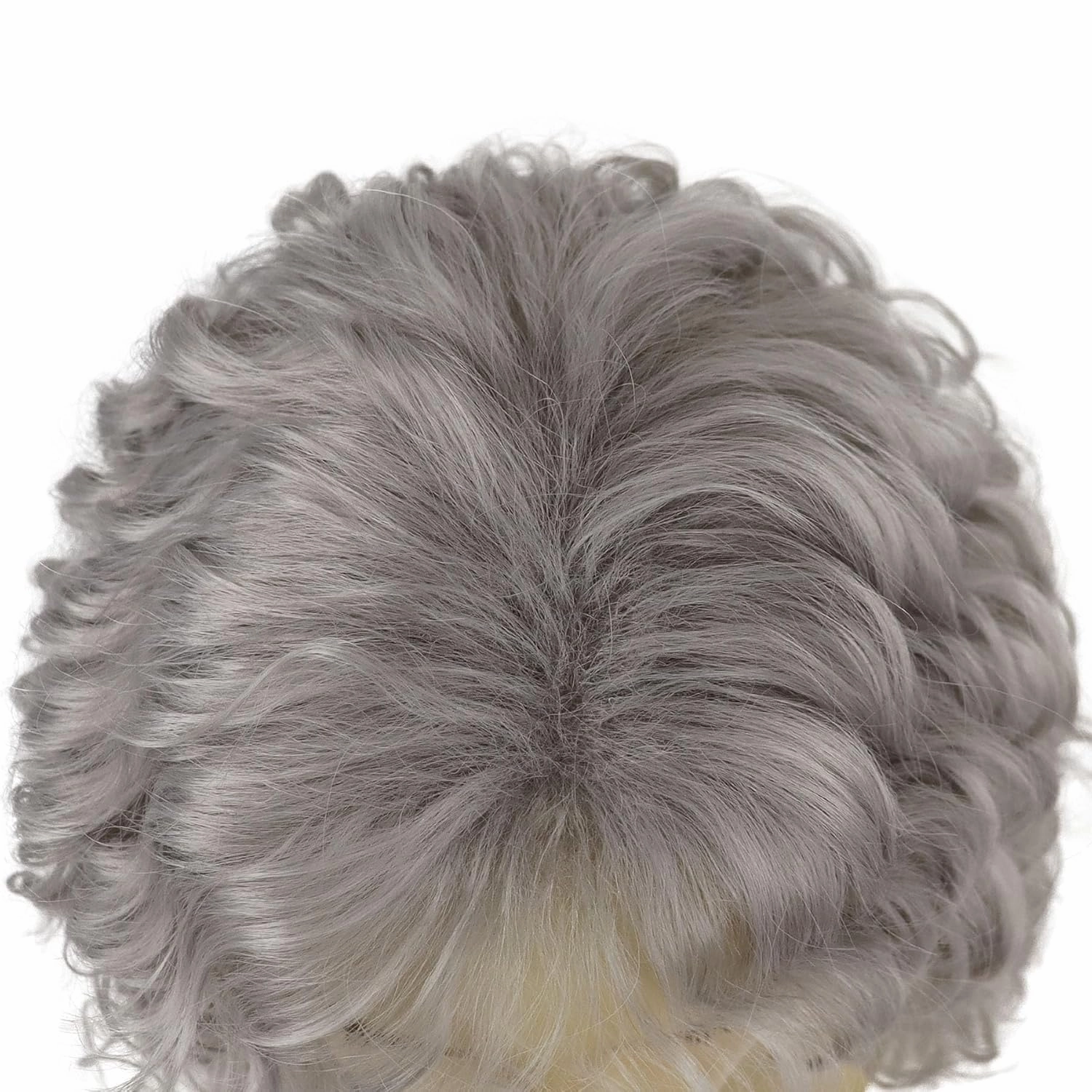 GNIMEGIL Long Curly Wavy Grey Wigs for Men Synthetic Natural Party Halloween Cosplay Hair Wig with Bangs